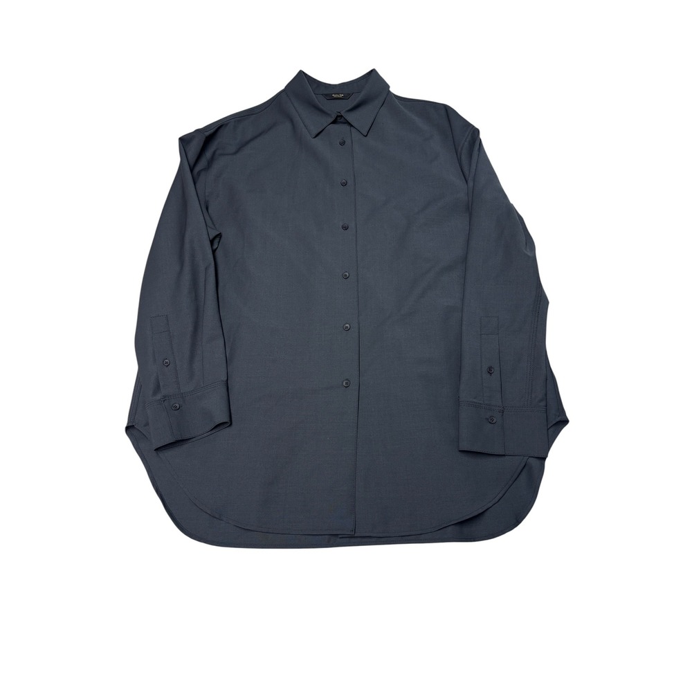 Massimo Dutti Mens Grey Wool Blend‎ Button Down Stretch Shirt S Portugal